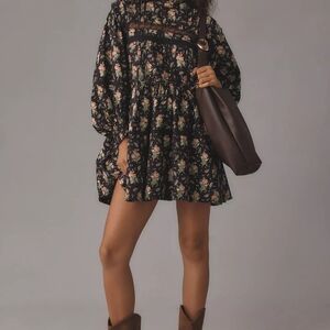 Anthropoligie Pilcro Long-Sleeve Mock-Neck Swing Mini Dress